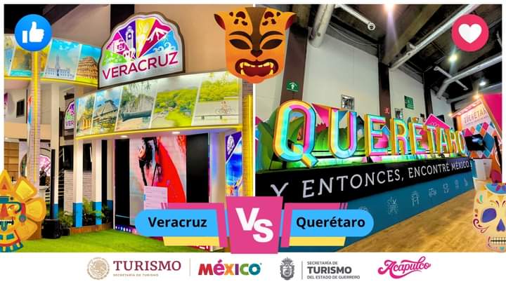 🏆 La primera competencia virtual de stands de estados de #México que estuvieron presentes en el #TianguisTurístico2024 continúa. 🏅 Esta ocasión #Veracruz y #Querétaro se enfrentan en una sana competencia de pabellones. Elige a tu favorito en: facebook.com/share/p/tnqj21…