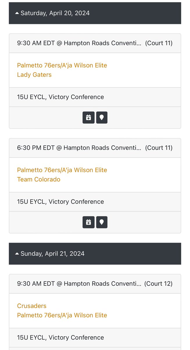 Our 15U schedule for @nikegirlseycl HAMPTON STOP (Boo Williams)……. @palmetto76erawe @NikeGirlsEYBL