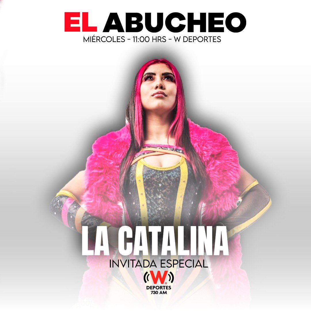 ElAbucheo's tweet photo. Miércoles luchístico espectacular en @deportesWRADIO 730 AM junto a @hugomarcelomx, @RV_Icaza y @kala_arre. Nos visitará nada más y nada menos que @LaCatalinagar, luchadora estelar del @CMLL_OFICIAL 😃👊🏽. ¡Los esperamos!… https://t.co/6rnI1Xpomy