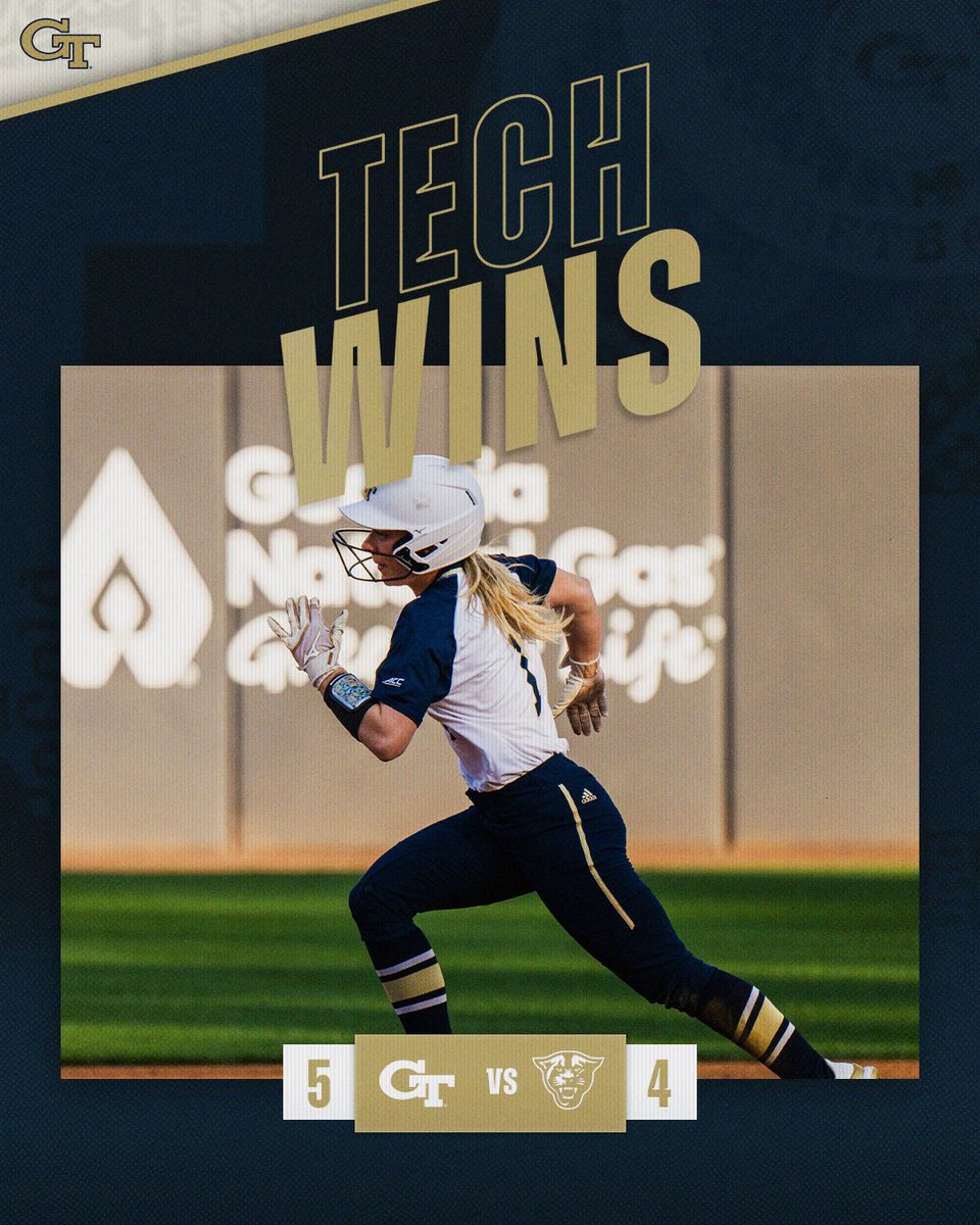 TECH WINS!! The Jackets score five unanswered runs in the 6th and 7th to get the midweek W #StingEm x #BeGold