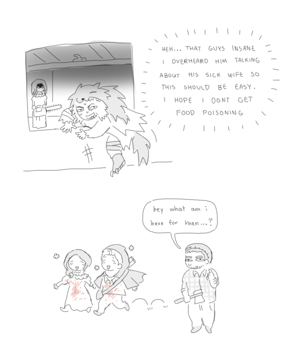 little resident riding hood, where ethan and rose go to collect apples to make a delicious pie for an ill mia, but in the shadows theres something big and bad lurking... #ethanwinters #miawinters #karlheisenberg #chrisredfield #ResidentEvilVillage