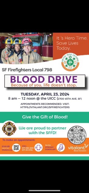 Next Tuesday, join @SFFFLocal798 at a stem cell drive at the Irish Cultural Center. Please help spread the word! One of my favorite clerks who kept our Land Use Committee running like clockwork and is very beloved to us all needs our help to heal! Let’s help her get a match!❤️