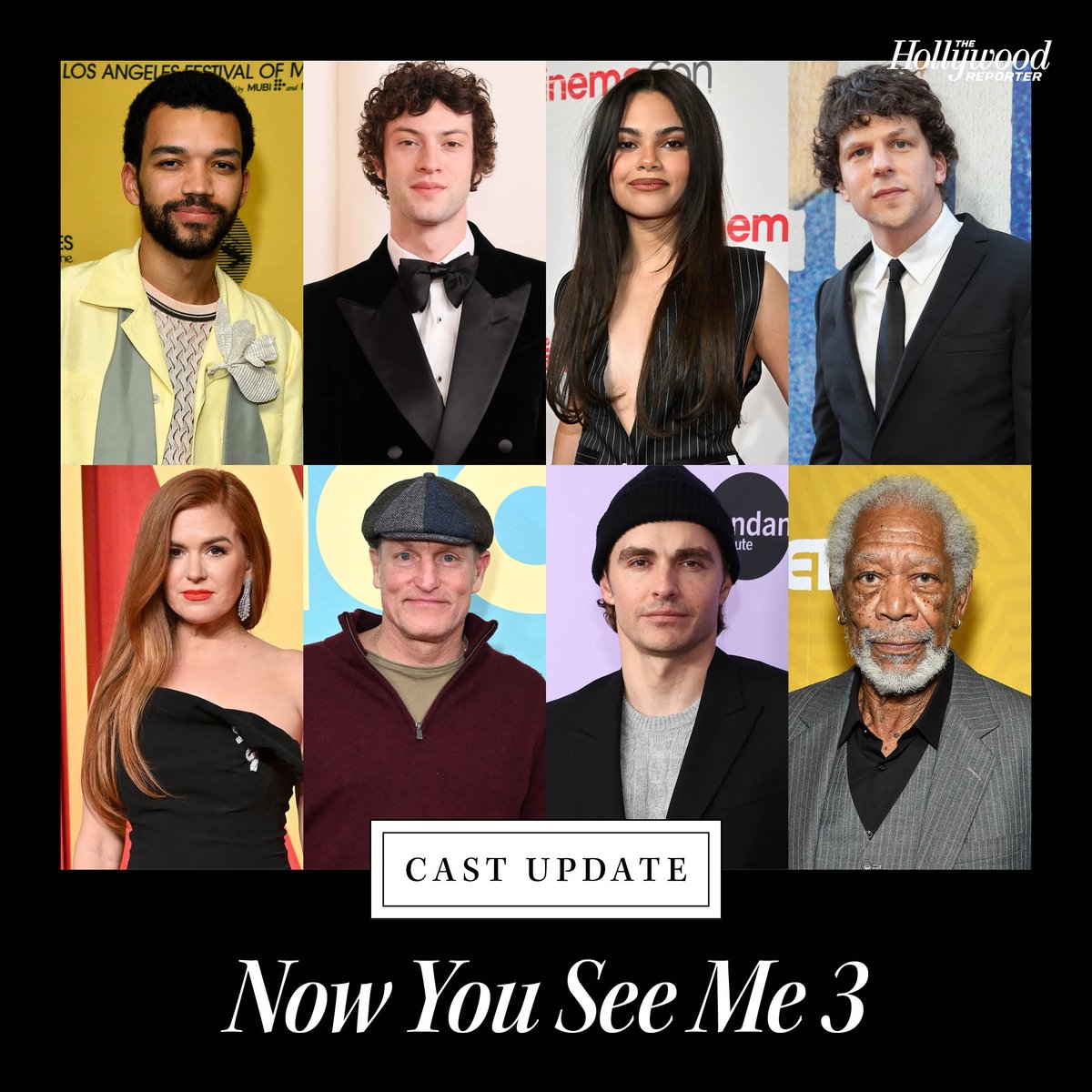 Justice Smith, Dominic Sessa and Ariana Greenblatt join franchise veterans Jesse Eisenberg, Isla Fisher, Woody Harrelson, Dave Franco and Morgan Freeman in the next #NowYouSeeMe installment thr.cm/DmZe8Zg