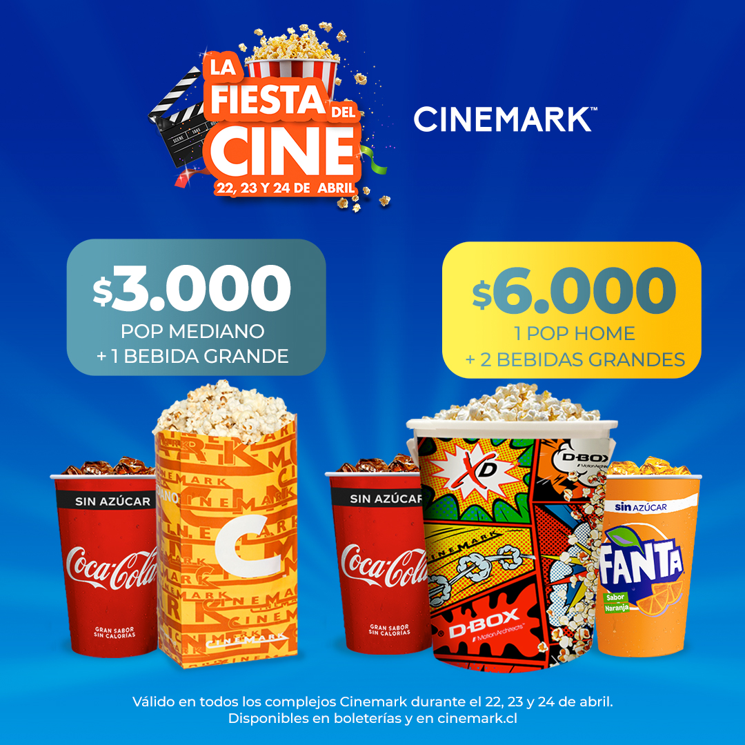 Ofertas y combos en Cinemark Chile, uno de los países donde también se desarrolla este evento | Cinemark Chile