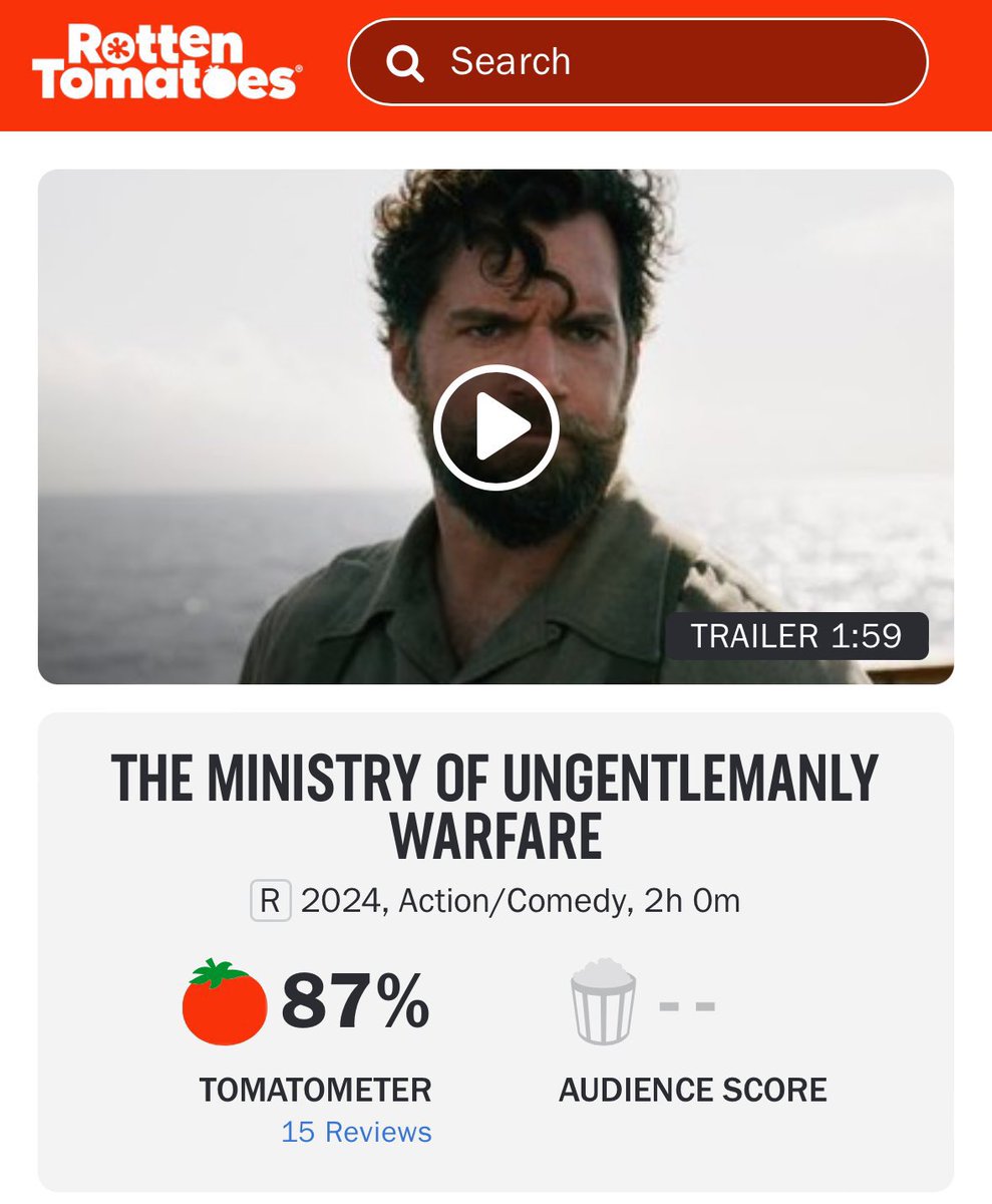 THE MINISTRY OF UNGENTLEMANLY WARFARE’ novo filme de Henry Cavill debuta no Rotten Tomatoes com 87%