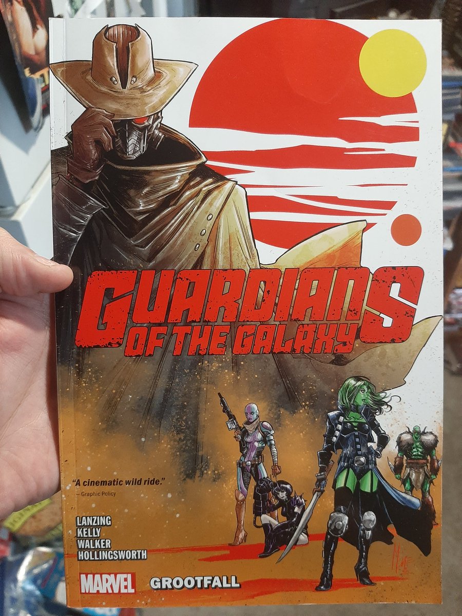 Really digging the new Guardians Of The Galaxy series! Just read Vol. 1: Grootfall. A western flavor with a whole different arc we have never seen before from the team 🤠 #GuardiansOfTheGalaxy #MarvelComics @JacksonLanzing