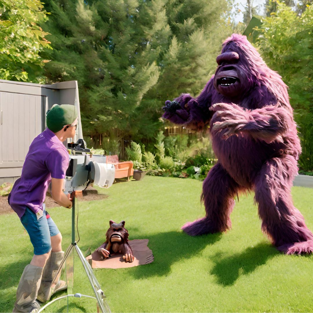 'Stump the AI' No.9; 'Barney shoots Bigfoot in his backyard.' #Bigfoot #AI