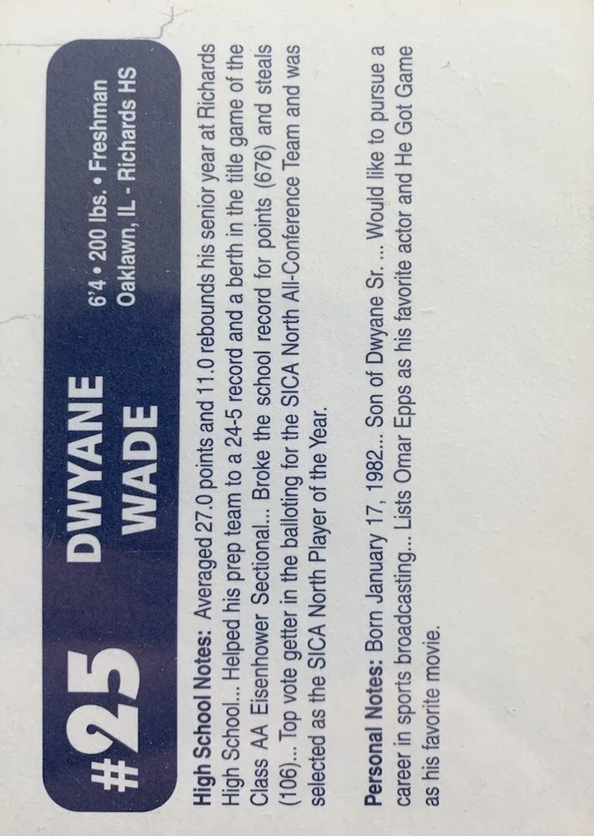 Dwyane Wade (@DwyaneWade) 2000-01 @MarquetteMBB trading card #mubb