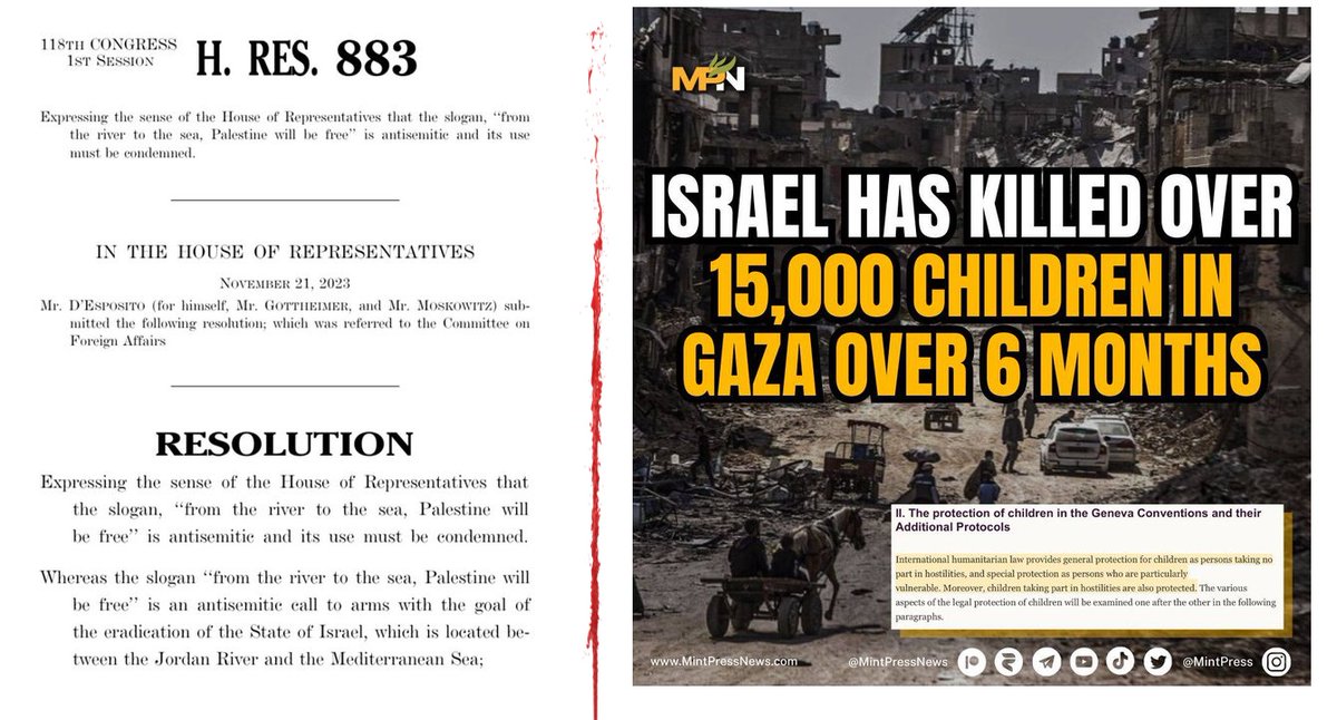 377-44-1: House passed a resolution that the 'slogan, 'from the river to the sea, Palestine will be free' is antisemitic and its use must be condemned.' 👇 The House has passed zero resolutions condemning the killing of Palestinian civilians in Gaza. 🤡 Nada. Zilch. Nothing! 😡