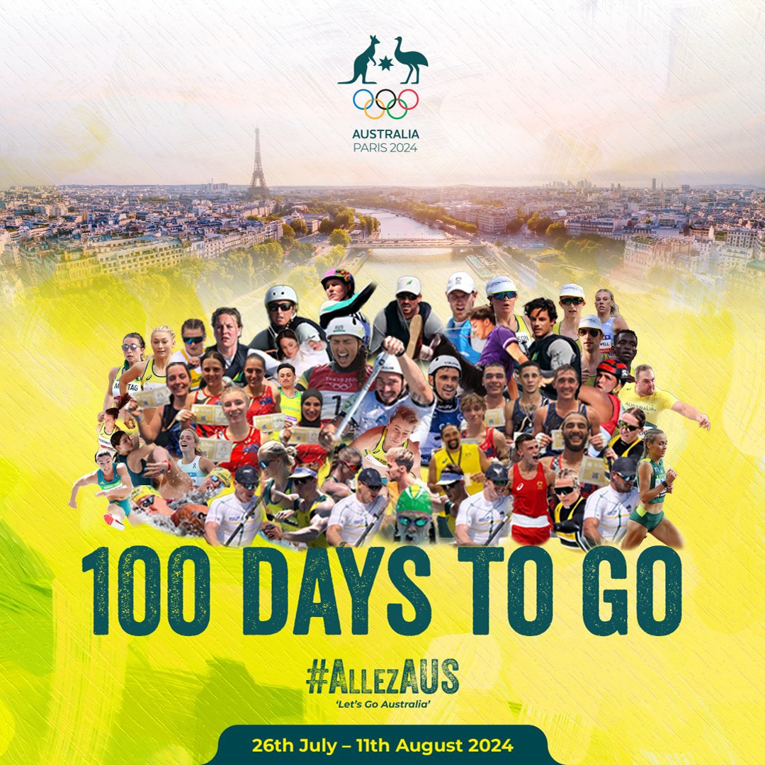 Western Australian Institute of Sport (@insidewais) on Twitter photo Can you believe it? Only 100 days until the action kicks off in Paris π€―π
Bring it on π
#AllezAus | <a href="/AUSOlympicTeam/">AUS Olympic Team</a> Can you believe it? Only 100 days until the action kicks off in Paris π€―π
Bring it on π
#AllezAus | <a href="/AUSOlympicTeam/">AUS Olympic Team</a>