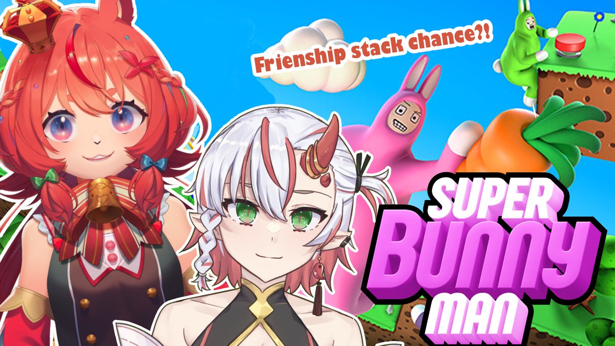 [Super Bunny Man] Leveling up that bond! ft. @GohyaV Gonna grab the bunny ca- I mean carrot and level up! FIRST COLLAB! 4/17 22:00JST youtube.com/live/L5fRi8c0Z… #IzuminAir #ENVtubers