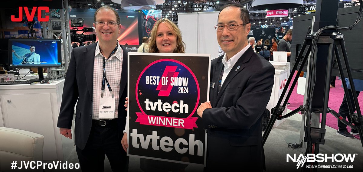 Another win for JVC! Our KY-PZ540 has been awarded Best of Show 2024 by @TVTechnology! Head to Booth #C4720 to see this and many more amazing JVC products! #JVCProVideo #NAB #NABShow #TVTech #AVTweeps