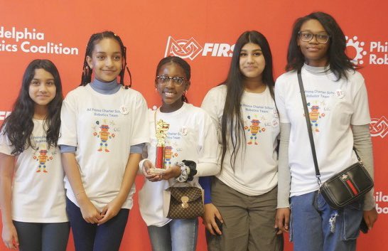 Teamwork! It is one of our core values with what the Philadelphia Robotics Coalition stands for. We want to build a ecosystem and mentorship for the next generation of STEM leaders. This past FIRST Lego League Challenge season Ad Prima Charter School had an all girls team.