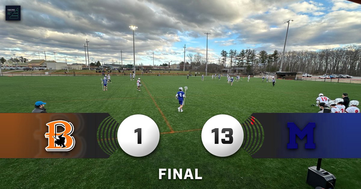 the first countable varsity contest to report on the @pinetreeintera Home Scoreboard on the newly renovated Heddericg Field space goes down as a victory for Morse in boys lax Steve Youngs tallies the first goal of his lacrosse career, and the only goal for Brewer #GoWitches 🥍