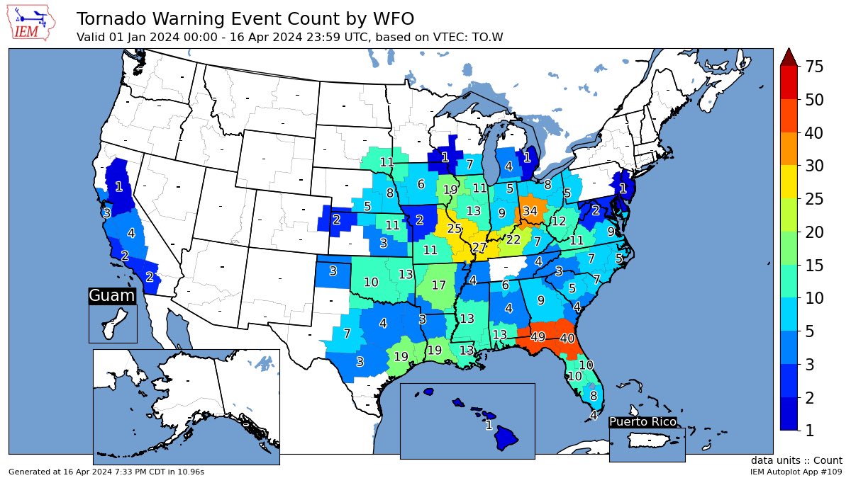 STEMLabOnTheGo's tweet photo. Tornado drought for middle Tennessee? Here’s a peak at the number of #tornado warnings issued, since January, by the National Weather Service. Notice the #Nashville area, compared to the #Cincinnati area. 🌪️ #KYWX https://t.co/IslM2nwQOY