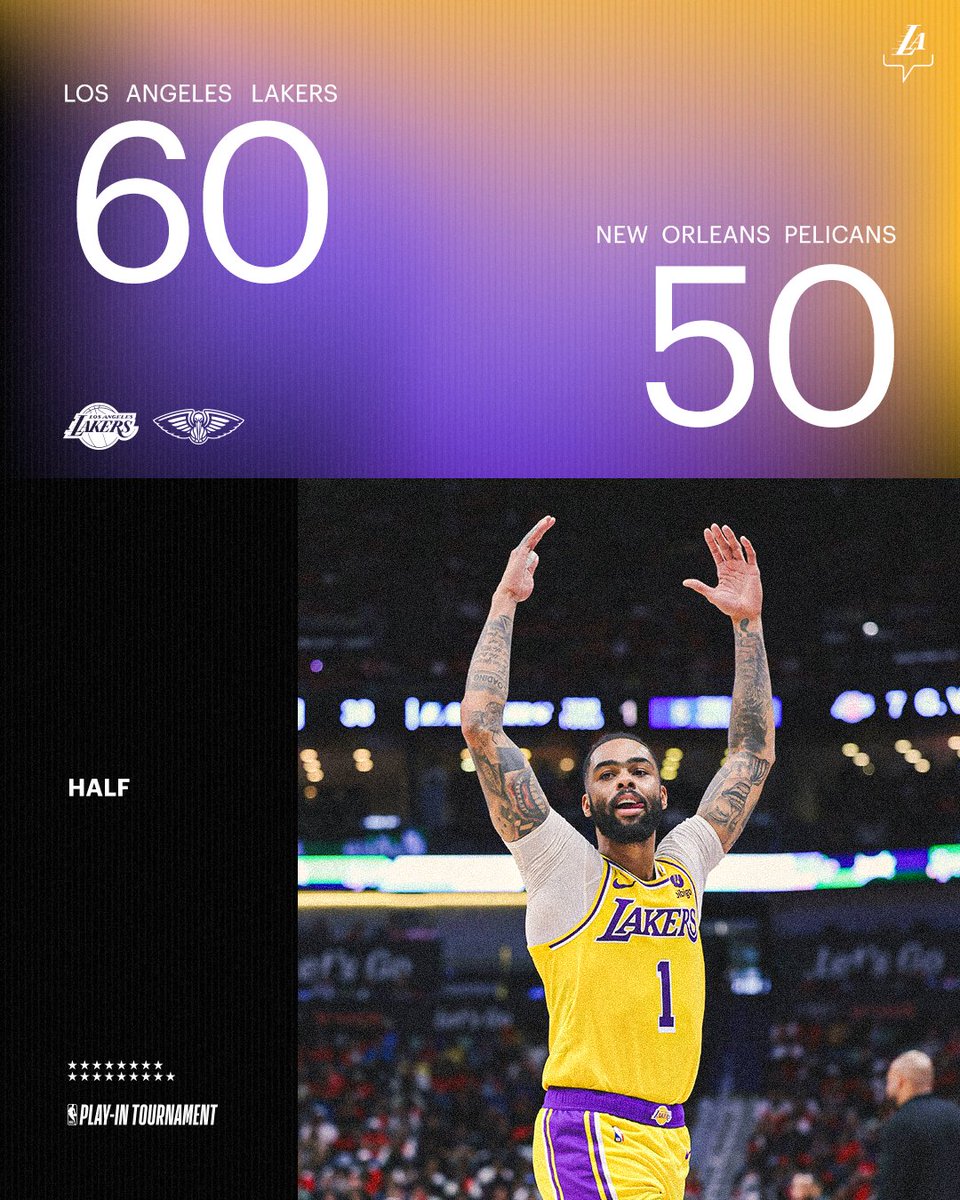 Lakers's tweet photo. Up 10 at the half https://t.co/HJYXFraLRz