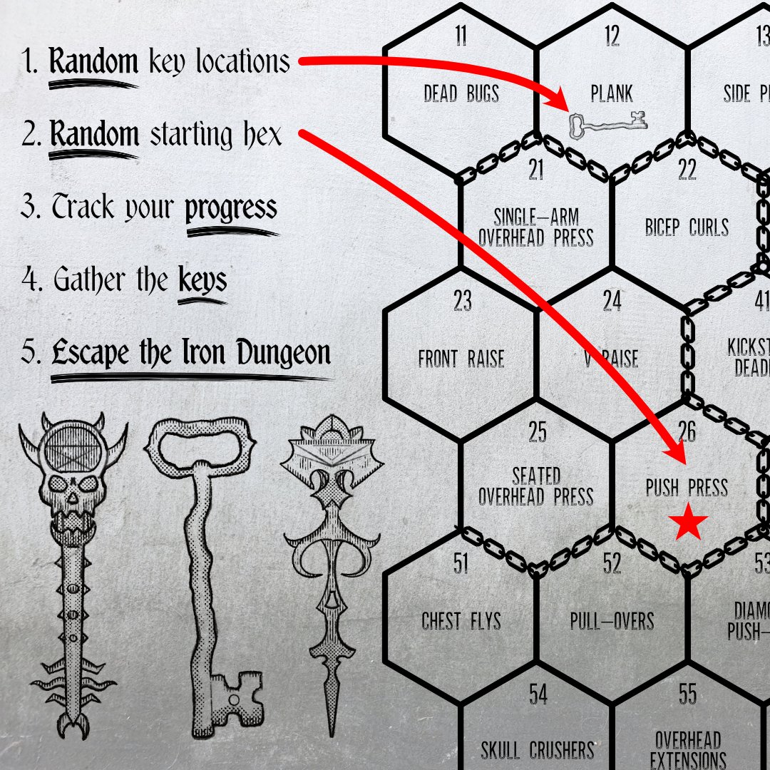Combine your love for tabletop games and working out with Escape the Iron Dungeon! Out now at golongria.itch.io/escape-the-iro…! 💪

Get the keys. Get stronger. Get out.

#irondungeongame #hexcrawl #tabletopgames #workout #exerciseroutine