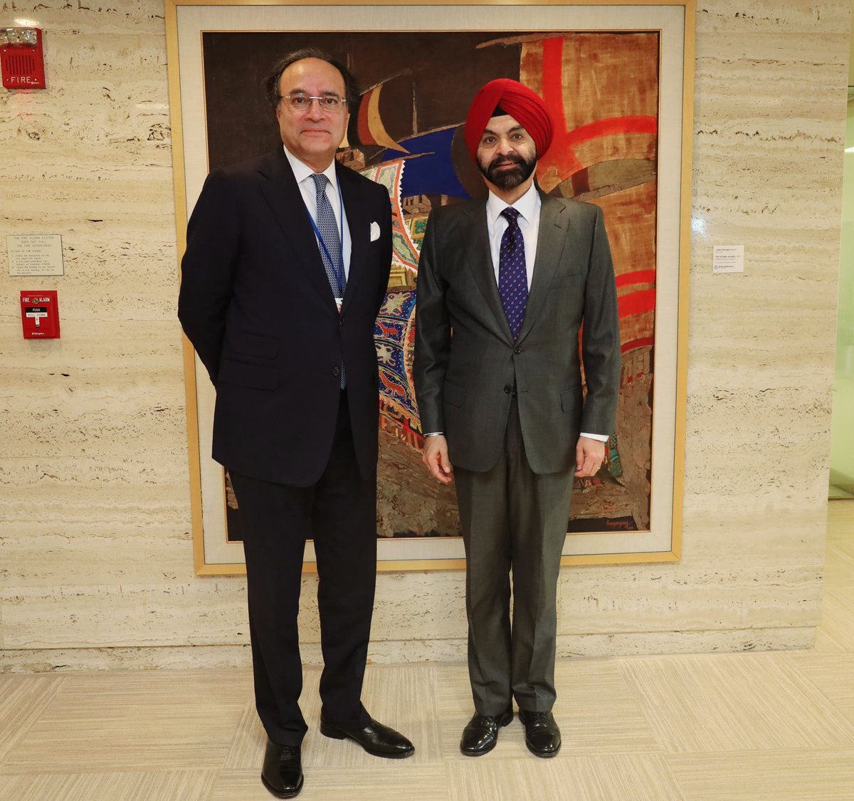 Finance Minister, Mr. Muhammad Aurangzeb, met with Mr. Ajay Banga, President World Bank Group today. The minister highlighted Pakistan's progress under the 9-month SBA program and ongoing reforms in priority areas of taxation, energy and privatization. (1/2)