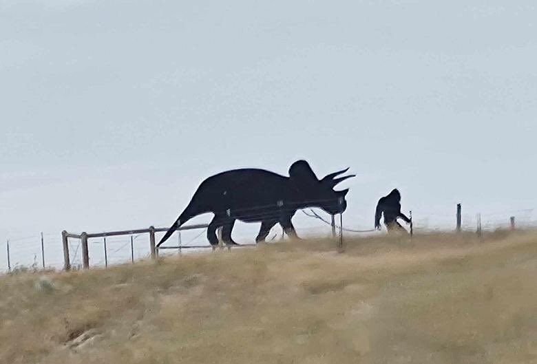 Just a Bigfoot walking its pet triceratops. #Wyoming I25