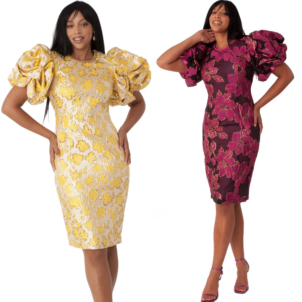 Chancele 9746 Yellow Brocade Puff Sleeve Dress 
divasdenfashion.com/products/chanc… 

#DivasDenFashion #COGIC #pinkdress #mididress #brocadedress #printdress #puffsleeves #yellowdress #blackbusiness #weddingfashion #funeralfashion #churchfashions #chrvygirlsrock #fullfigured #teamcurvey