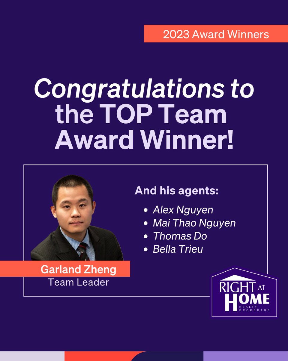 🌟 Join us in honouring Garland Zheng's Team for securing the esteemed TOP Team Award at Right at Home Realty! 🏆 

Exceptional teamwork and dedication earned them this well-deserved recognition.🚀 

#TOPTeam #TeamExcellence #RightAtHomeRealty 🏡