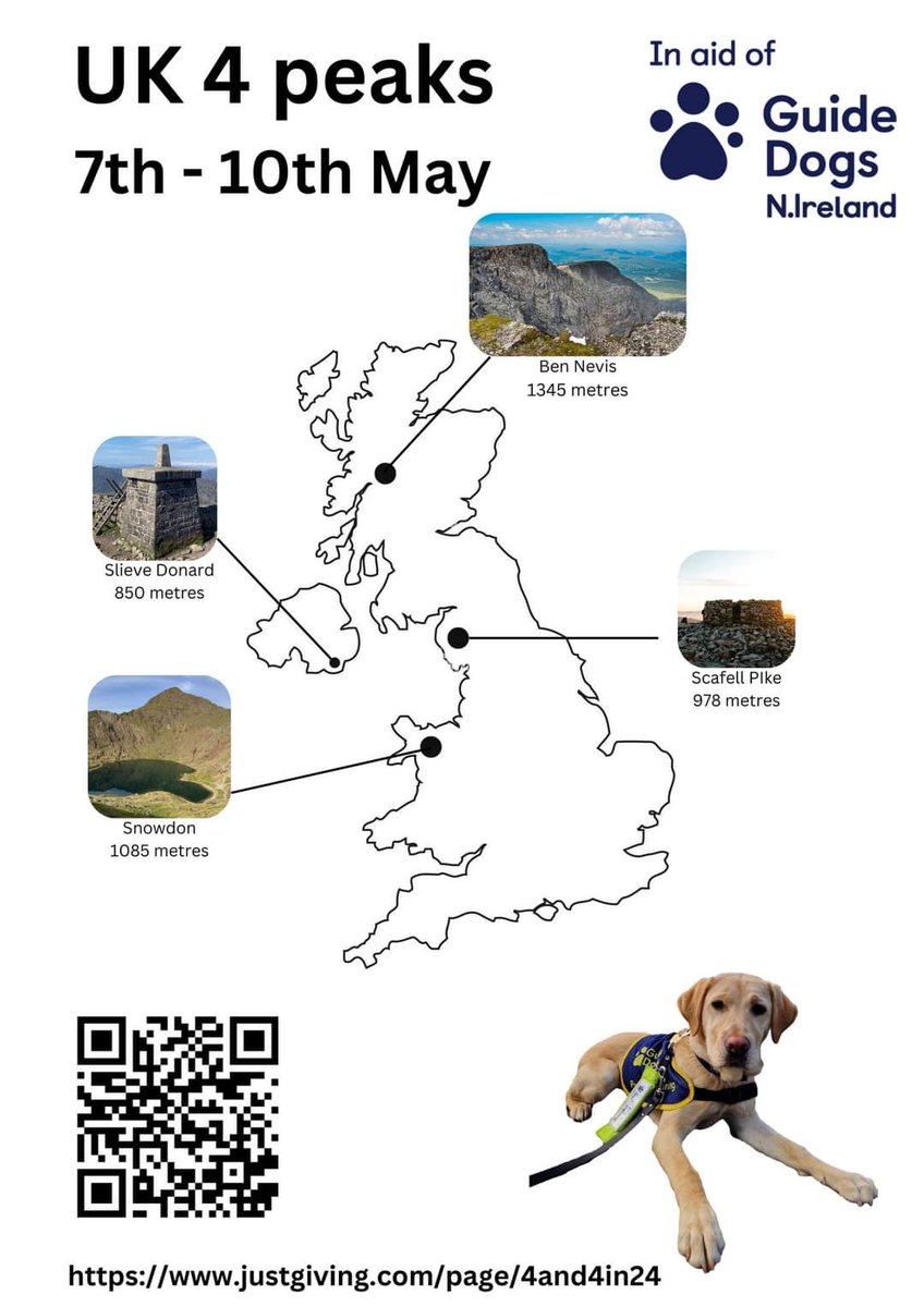 1st of 4 half marathons in 2024 done ✔️ 
And between 7th &amp; 10th May Ill be solo hiking to the summit of the highest peak in each of the 4 regions of the UK all in aid of
<a href="/guidedogs/">Guide Dogs</a>
<a href="/guidedogsni/">Guide Dogs NI</a>
c 2.5 mile ascent &amp; 30 miles horizontal

justgiving.com/page/4and4in24

#TeamGuideDogs