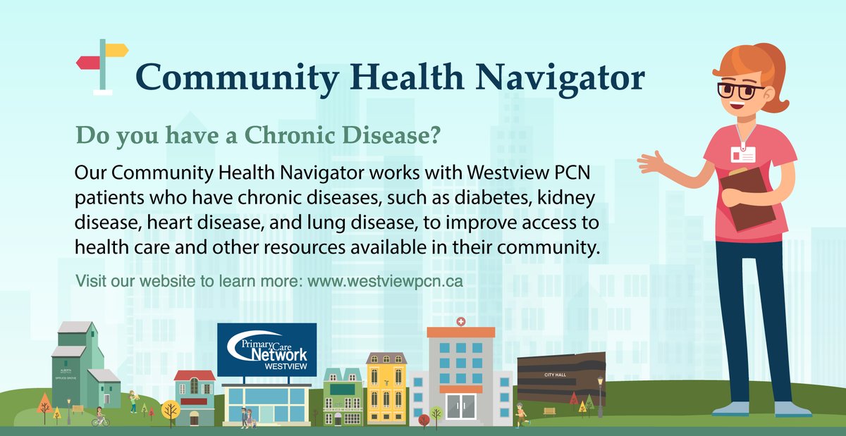 Do you have a chronic disease and need help accessing local supports? We can help.

Visit our website to learn more about how our Community Health Navigator can help you:
westviewpcn.ca/theme/common/p… 

#sprucegrove #stonyplain #parklancounty #ab