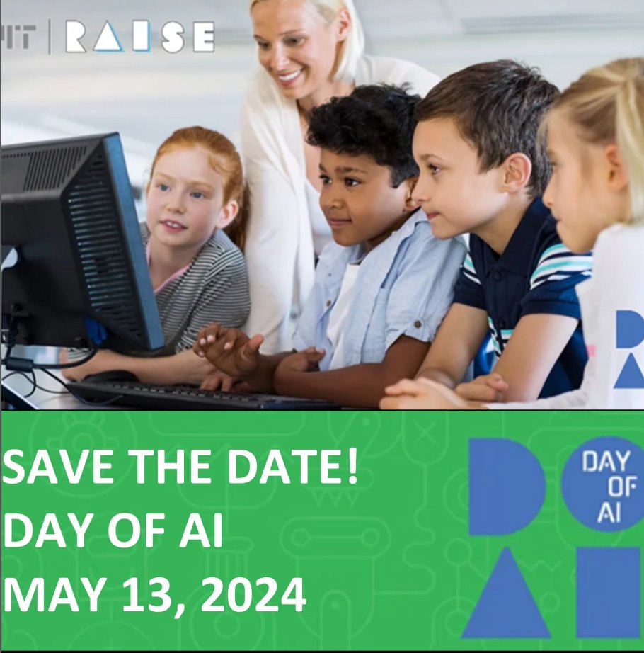 Teachers! Day of AI by <a href="/MitRaise/">MIT RAISE</a> is back with a free, hands-on curriculum of lessons and activities designed to introduce K-12 students to artificial intelligence (AI) and how it shapes their lives. New courses in data science and climate change. Register: dayofai.org/register/