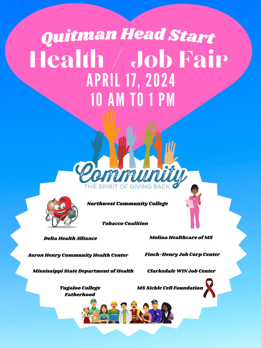 Happening tomorrow, the MSCF will be at the Quitman Head Start participating in a health fair.