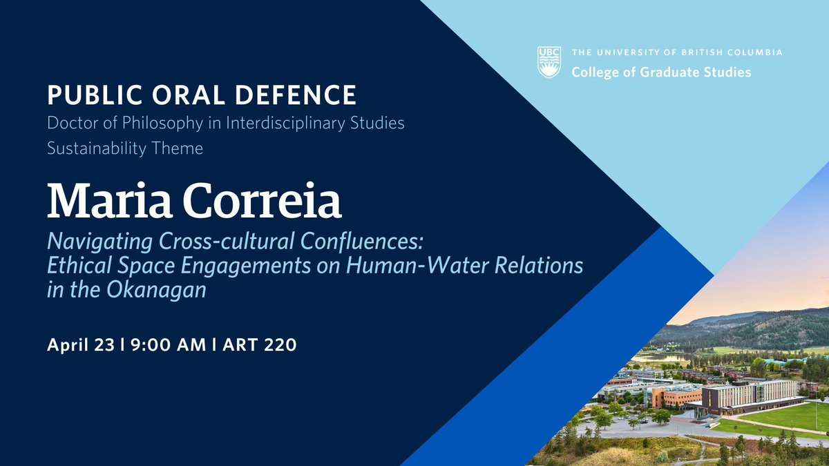 Maria Correia will defend their dissertation on April 23, 2024. All defences are open to the public. 

Learn more: bit.ly/UBCO-Graduate-…

@ubcfccs