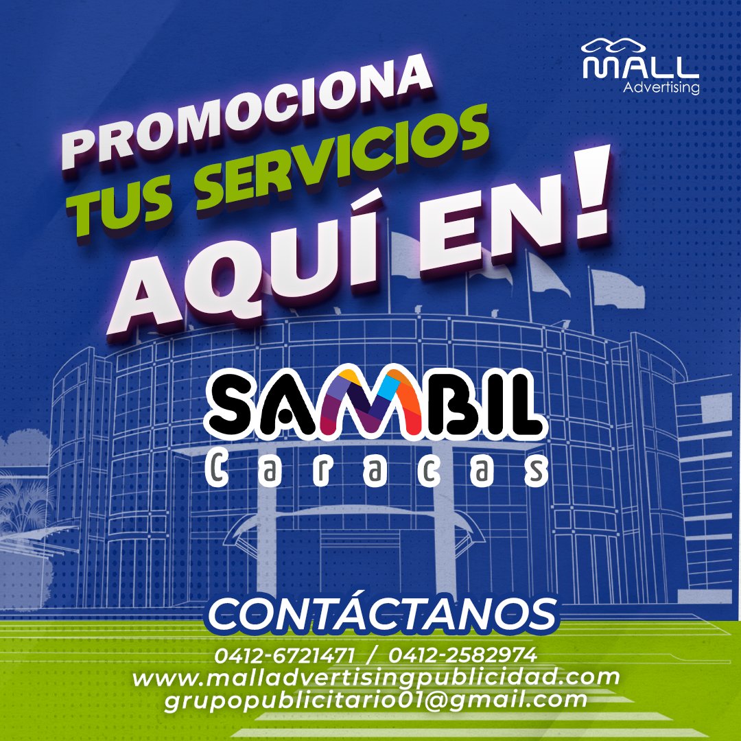 AdvertisingMall's tweet photo. Contáctanos y realiza tu pauta de publicidad en los mejores espacios de Sambil Caracas @tusambilccs 
Mas de 25 años nos respaldan en la comercialización de espacios publicitarios de centros comerciales. https://t.co/KZOiwDYYfN