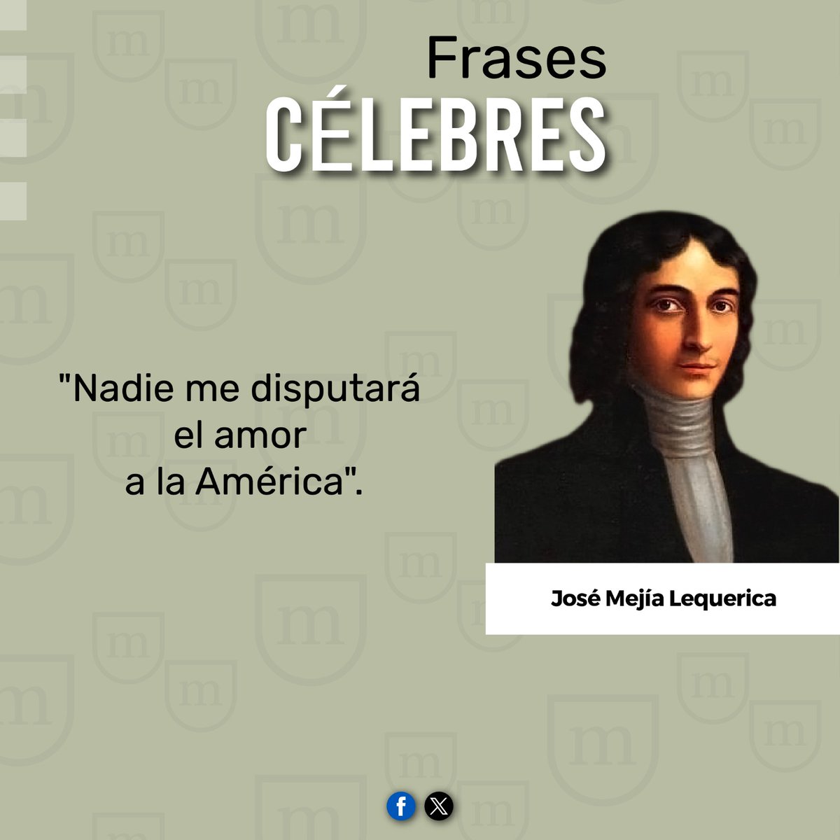 MuseosDefensaEC's tweet photo. 🗣️José Mejía Lequerica, maestro y político quiteño, destacó en las Cortes de Cádiz representando al Virreinato de Nueva Granada por proteger y defender los derechos de América y su libertad de expresión.

📜✒️ Conoce algunas de sus frases célebres. https://t.co/O4hJJJplgI