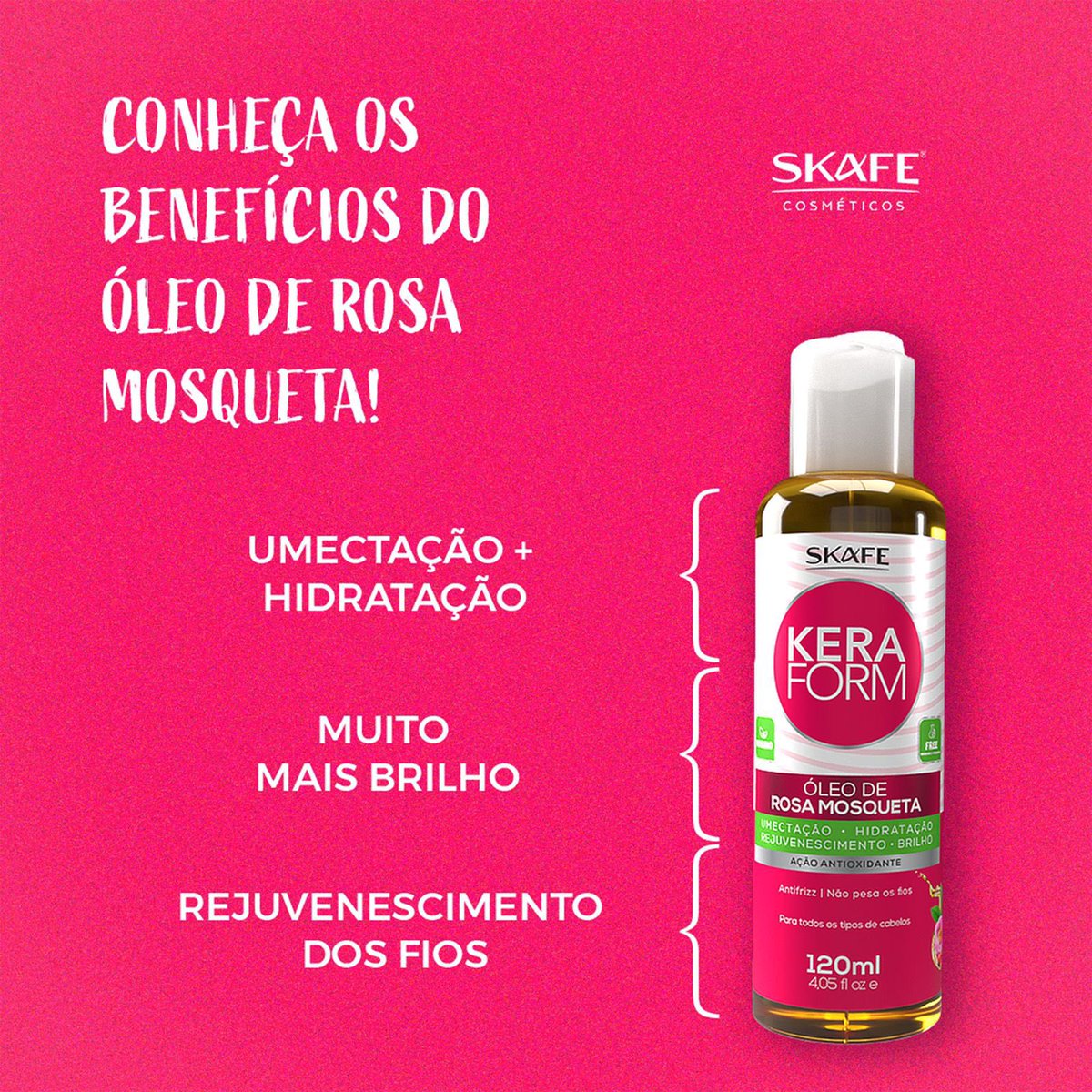 skafecosmeticos's tweet photo. Ele é o mais novo queridinho da galera, o Óleo de Rosa Mosqueta KeraForm! 😍

Com fórmula exclusiva para revitalizar e nutrir, ele oferece diferentes opções para finalizar e tratar os fios, tais como umectação e reparador de pontas. 

#skafe #skafecosméticos #skafekeraform https://t.co/X7J1T6fuuV