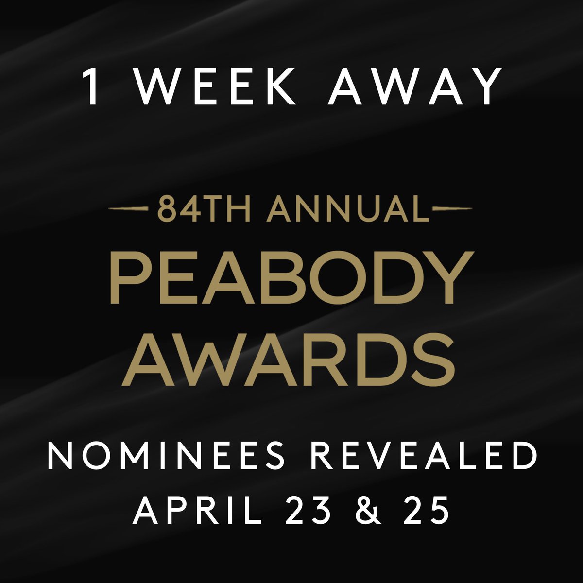 1 week away until nominees are revealed! 📣 

Who do you want to see representing the best in storytelling, reportage, and entertainment from 2023?  🏆 

#PeabodyAwards #StoriesThatMatter