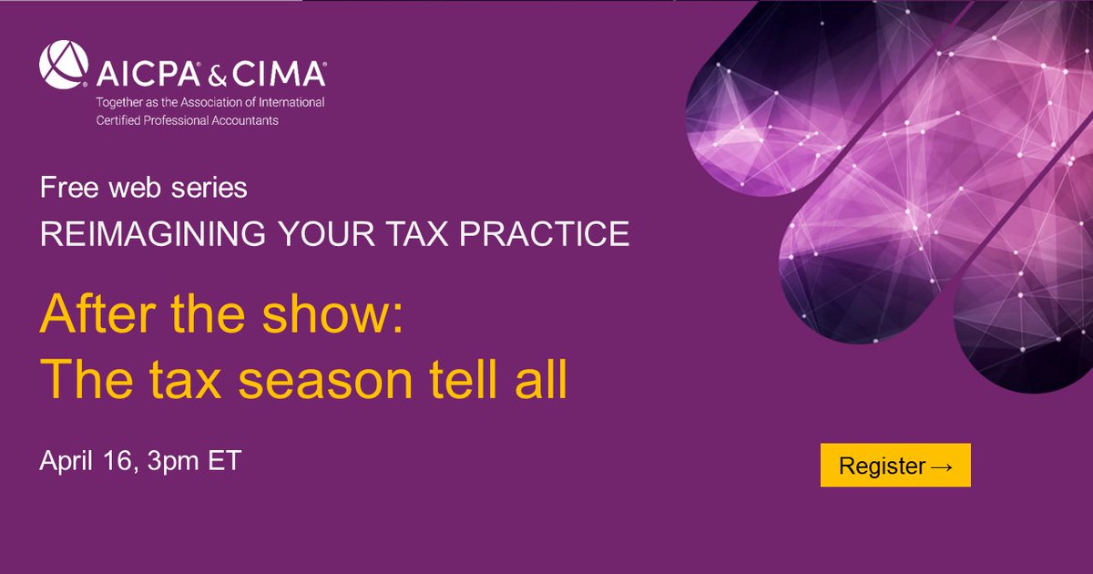 minhtgraham's tweet photo. Tax friends, I hope you all had a successful tax season. Join the after party where tax peers share their wins during tax season and the challenges they encountered. Anyone interested can save a seat for April 17, 3pm ET. #aicpatax
https://t.co/z7tu0AQ7Yx https://t.co/LH9ONbjNEW