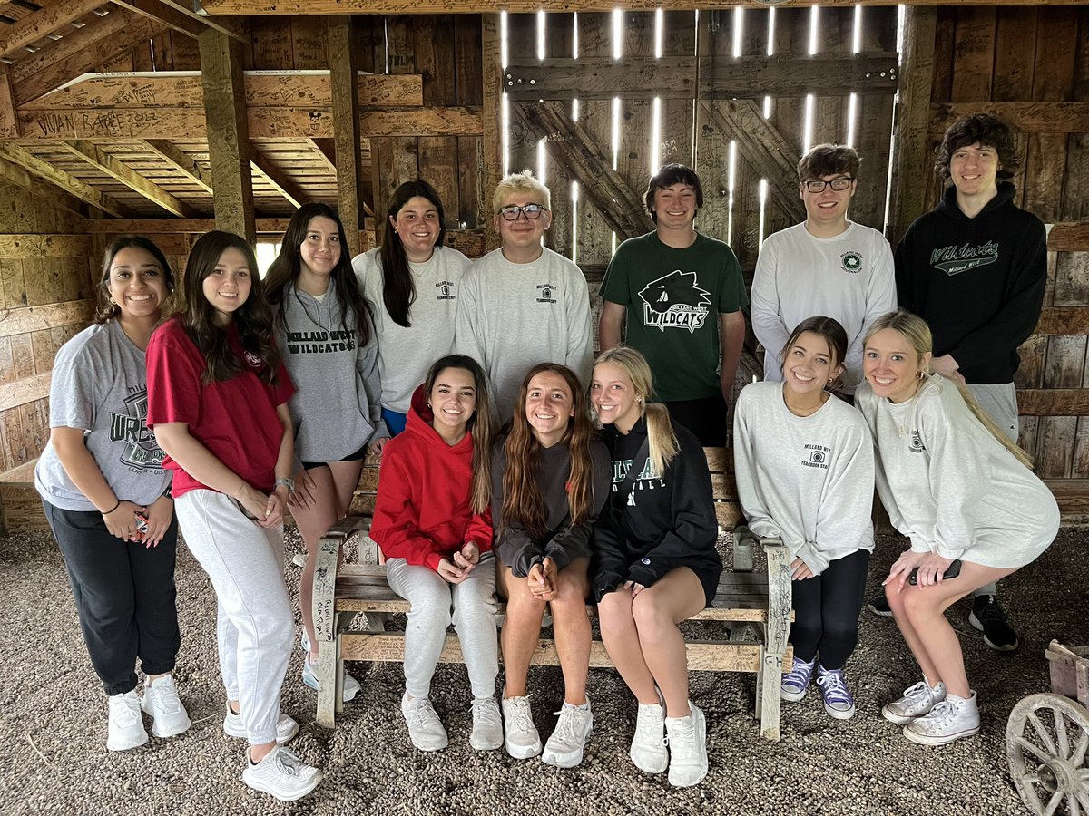 The @MWHSWildcats Prowler Yearbook @MWHSProwler staff visited the Walsworth @yearbookforever printing plant today, and per tradition, had to stop and sign our names in the Walt Disney barn before heading back to Omaha. 📚