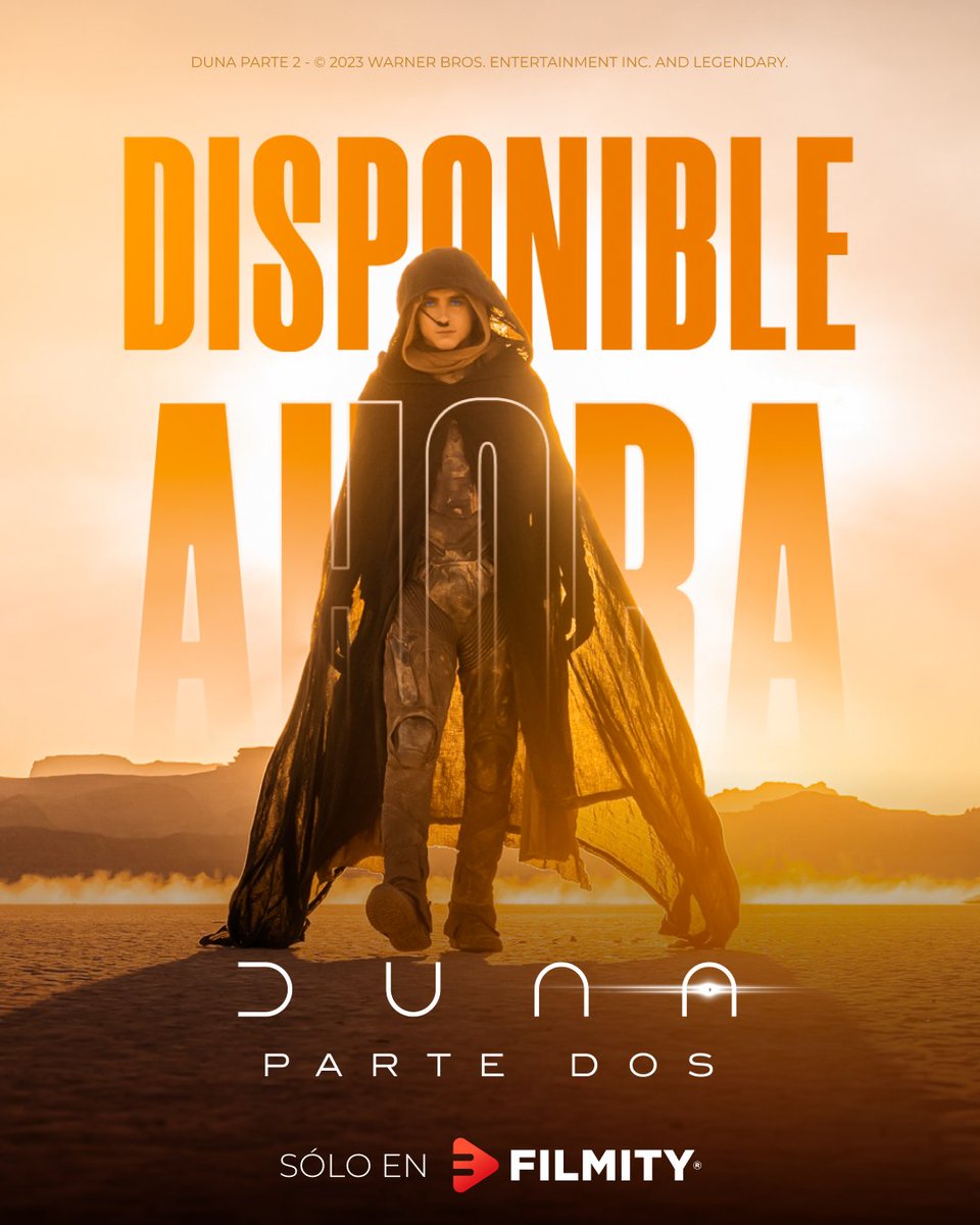 filmity_latam's tweet photo. ¡No nos aguantamos las ganas y adelantamos el estreno de #Dune2 en #Filmity!
🏃Corre a verla y no te pierdas esta increíble película
👉🏻https://t.co/Wia3Izq1n0
#timotheechalamet #Zendaya #JavierBardem #JoshBrolin #DaveBautista #FlorencePugh #ChristopherWalken #DenisVilleneuve https://t.co/8m16b8VwWG