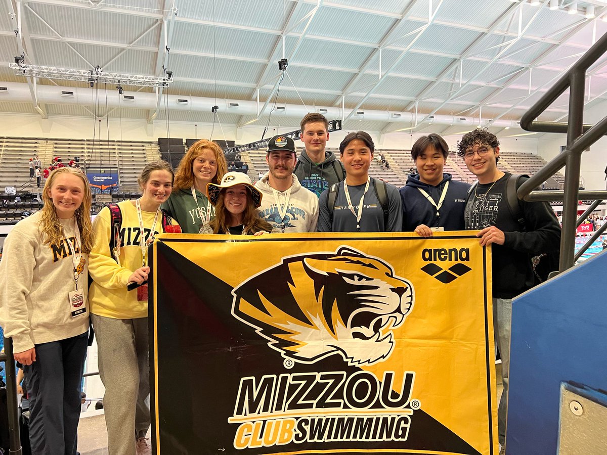 The University of Missouri Club Swim Team had 9 swimmers attend the National Championships for College Club Swimming. The meet was hosted by Indiana University's club swim team at @IUNatatorium from April 5-7, 2024. @MastersSwimming 
#Indianapolis #Indiana