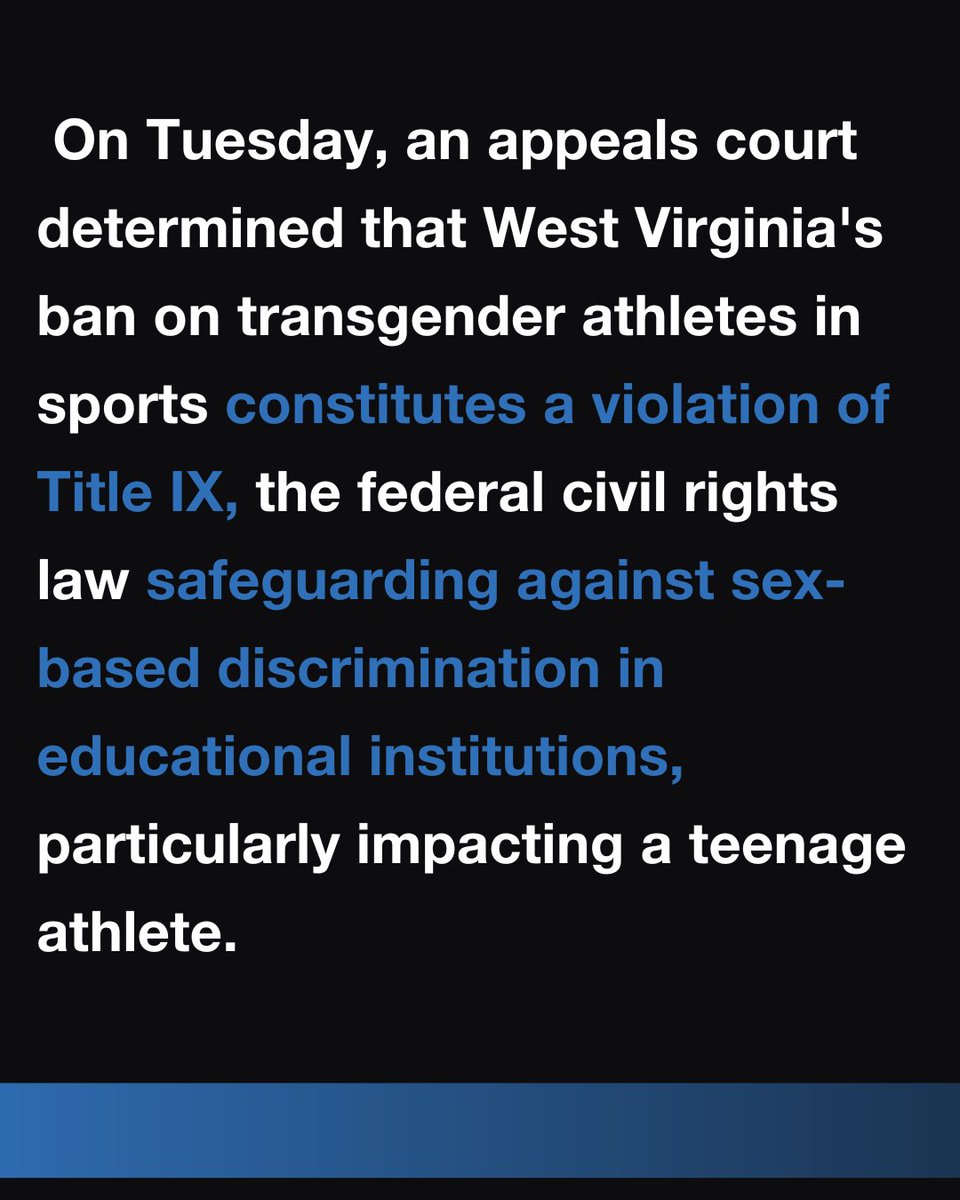 freespeechtv's tweet photo. The 4th U.S. Circuit Court of Appeals, in a 2-1 ruling, stated the law doesn't apply to a 13-year-old who has identified as a girl since third grade and is undergoing puberty-blocking treatment.

#Transrights #Humanrights #LGBTQ #Democracy #Freespeechtv https://t.co/QplR0fnTHJ