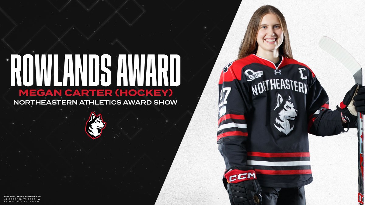 The Rowlands Award is one of the most prestigious honors in our department, and is bestowed annually to the top female senior scholar-athlete. Congratulations to @GoNUwhockey's Megan Carter!