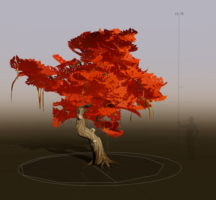 Quick test after a first day toying with speedtree for stylized trees. Applying stylized textures and doing normal edit inside the software really helps to get that stylized look