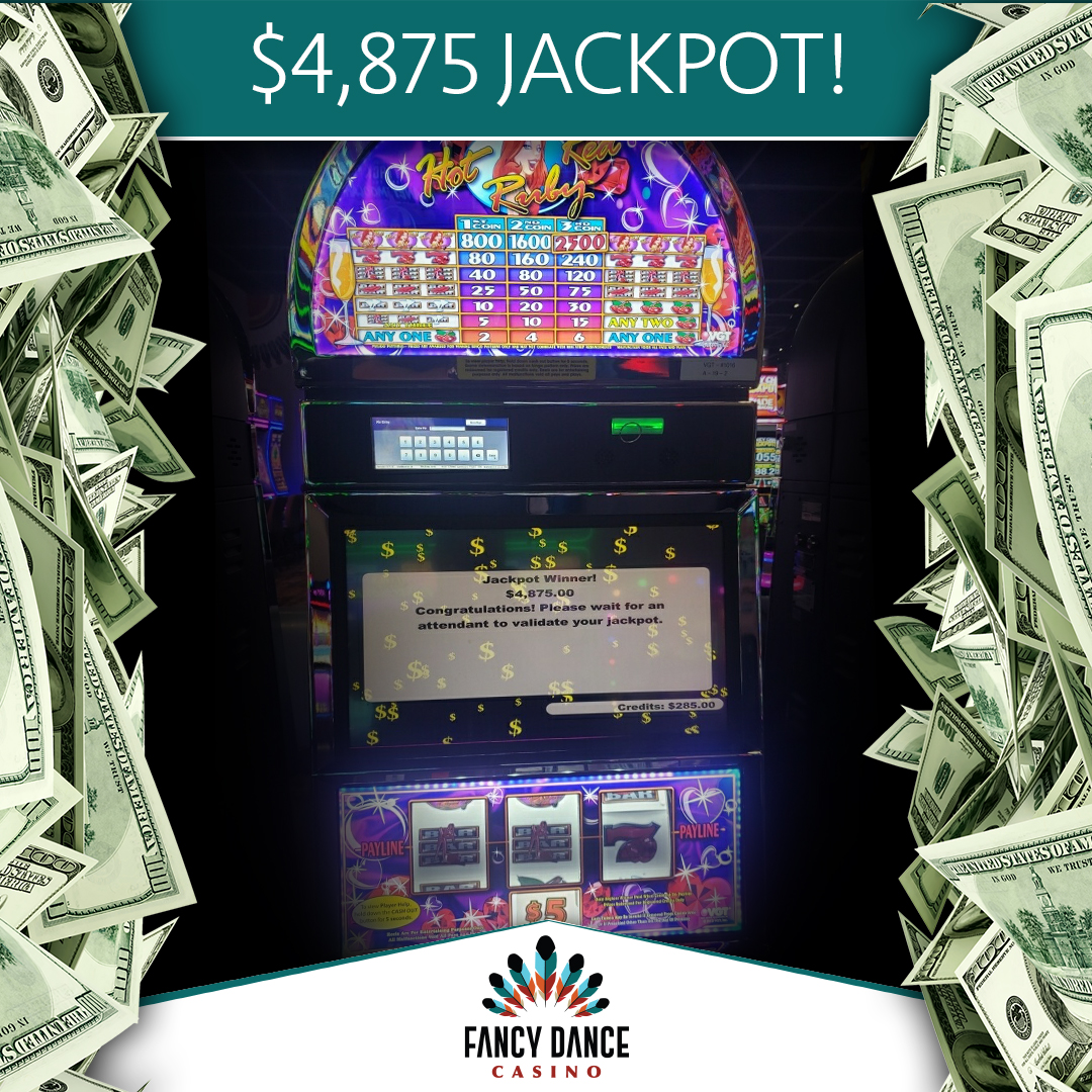 #Congrats to our big $4,875 #Jackpot #Winner on #HotRedRuby! 🔥

Come out & #play--#jackpots hit every day! 💰

#fancydance #fancydancecasino #casino #getfancy #hot #hotred #hotslots #oklahoma #ponca #redhot #redruby #ruby #slots #slotwin #stayfancy #wherewinnersdance #win