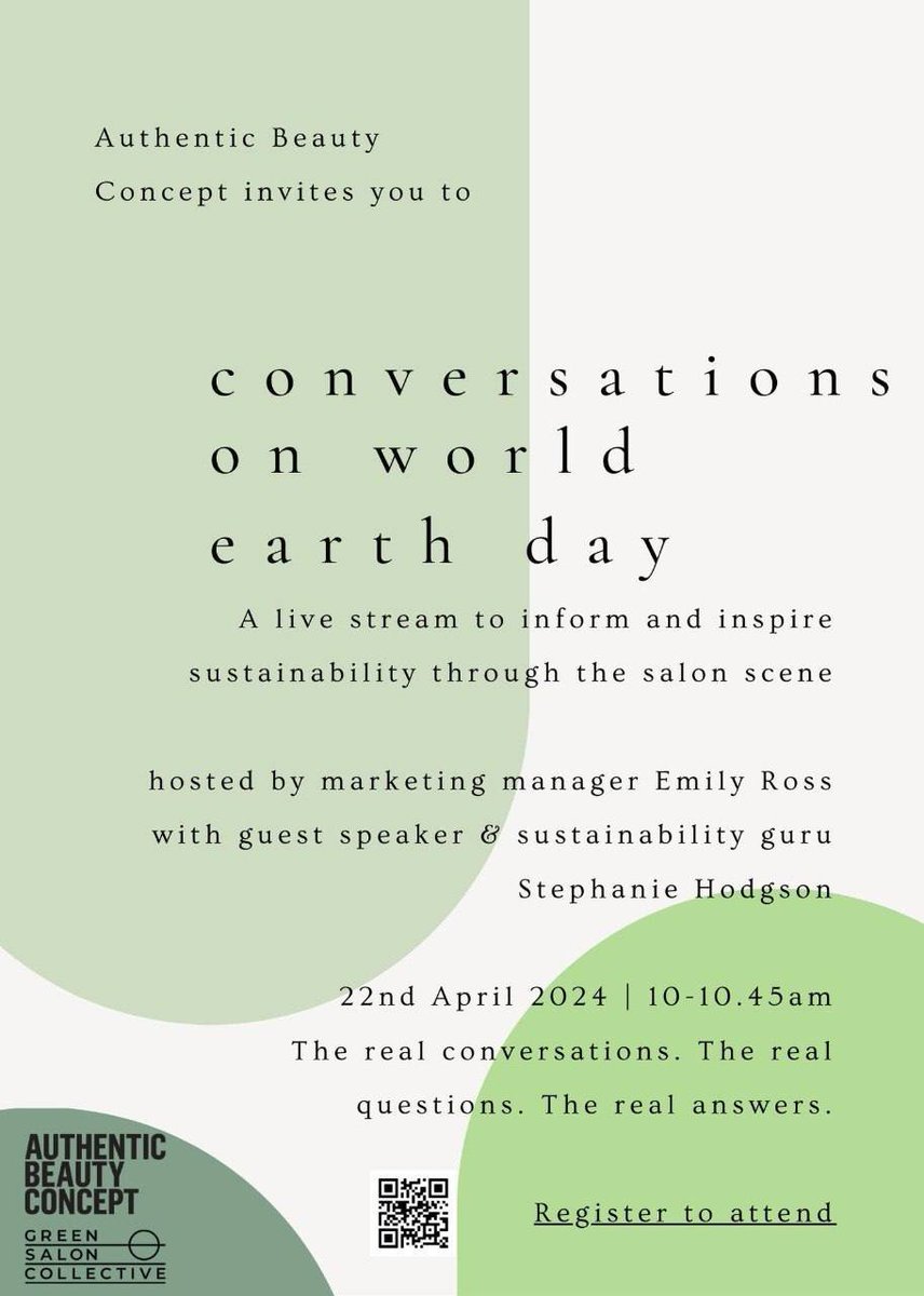 Next Monday April 22nd, join Green Salon Collective for a live event. Anyone who registers using the link below will be entered into a prize draw and will also receive a recording of the event if they can't attend live: us06web.zoom.us/meeting/regist…

#EarthDay2024 #salon #sustainable
