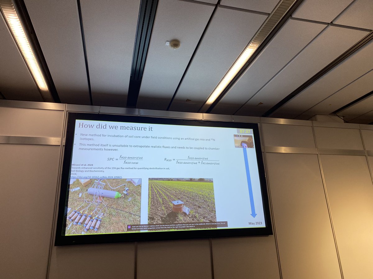 Well done @micucci_gianni for an excellent talk on constraining in situ denitrification in arable and herbal rich ley soils. A better prospect for a wider spatio-temporal coverage for closing the N budget. @BBSRC SARIC project @EuroGeosciences @BIFoRUoB