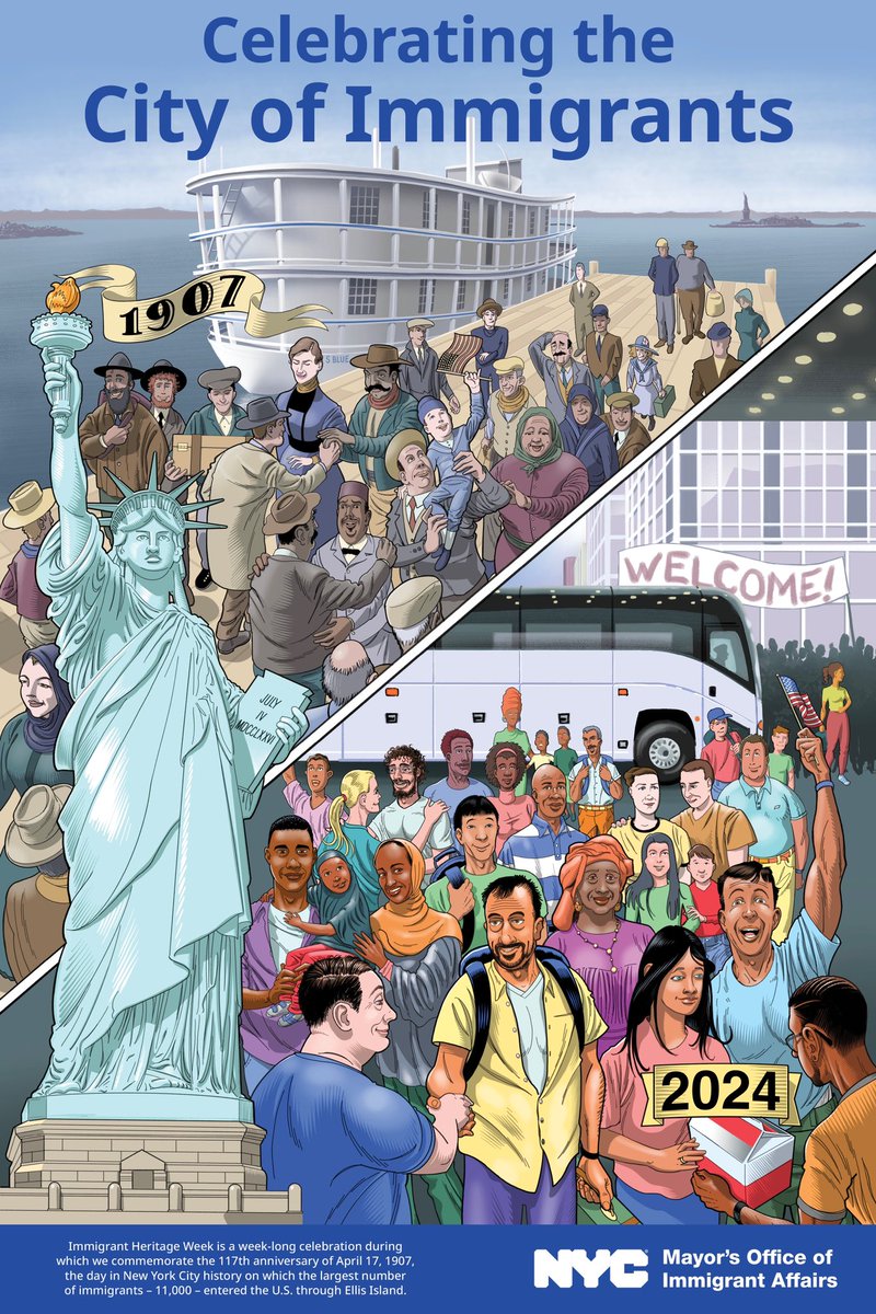 This week we kick off the 20th annual Immigrant Heritage Week with our campaign “Celebrating the City of Immigrants”, honoring long time immigrant New Yorkers and recently arrived immigrants.
 
For more information, visit nyc.gov/ImmigrantHerit….