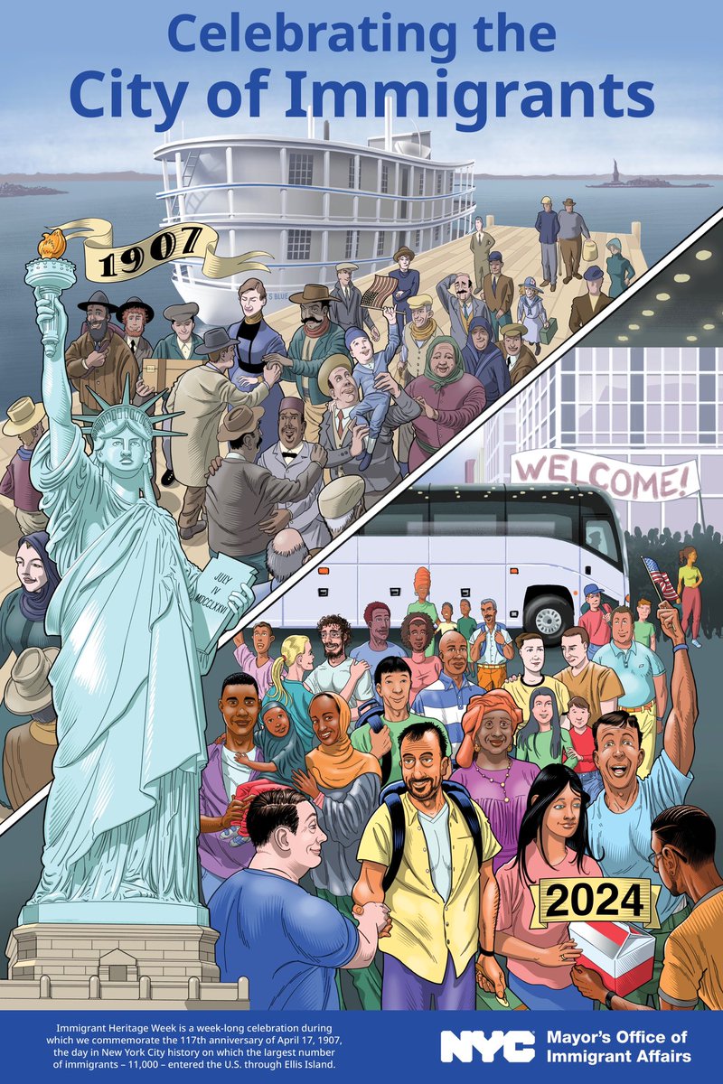 This week we kick off the 20th annual Immigrant Heritage Week with our campaign “Celebrating the City of Immigrants”, honoring long time immigrant New Yorkers and recently arrived immigrants. For more information, visit nyc.gov/ImmigrantHerit….