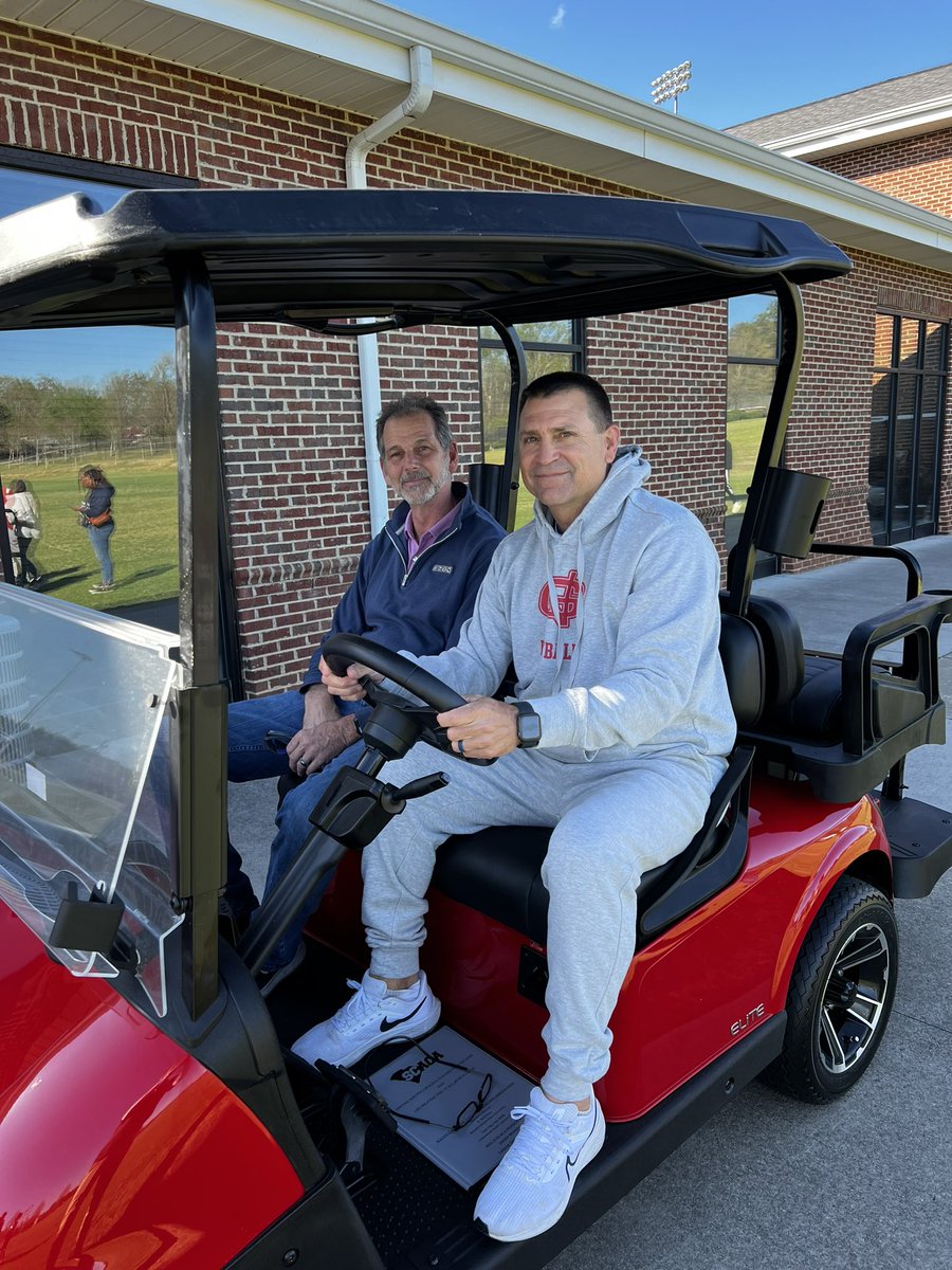 North Greenville Football would like to thank Kevin Grove and EZGO for the New Golf Cart! ⚫️🔴 #RiseUp