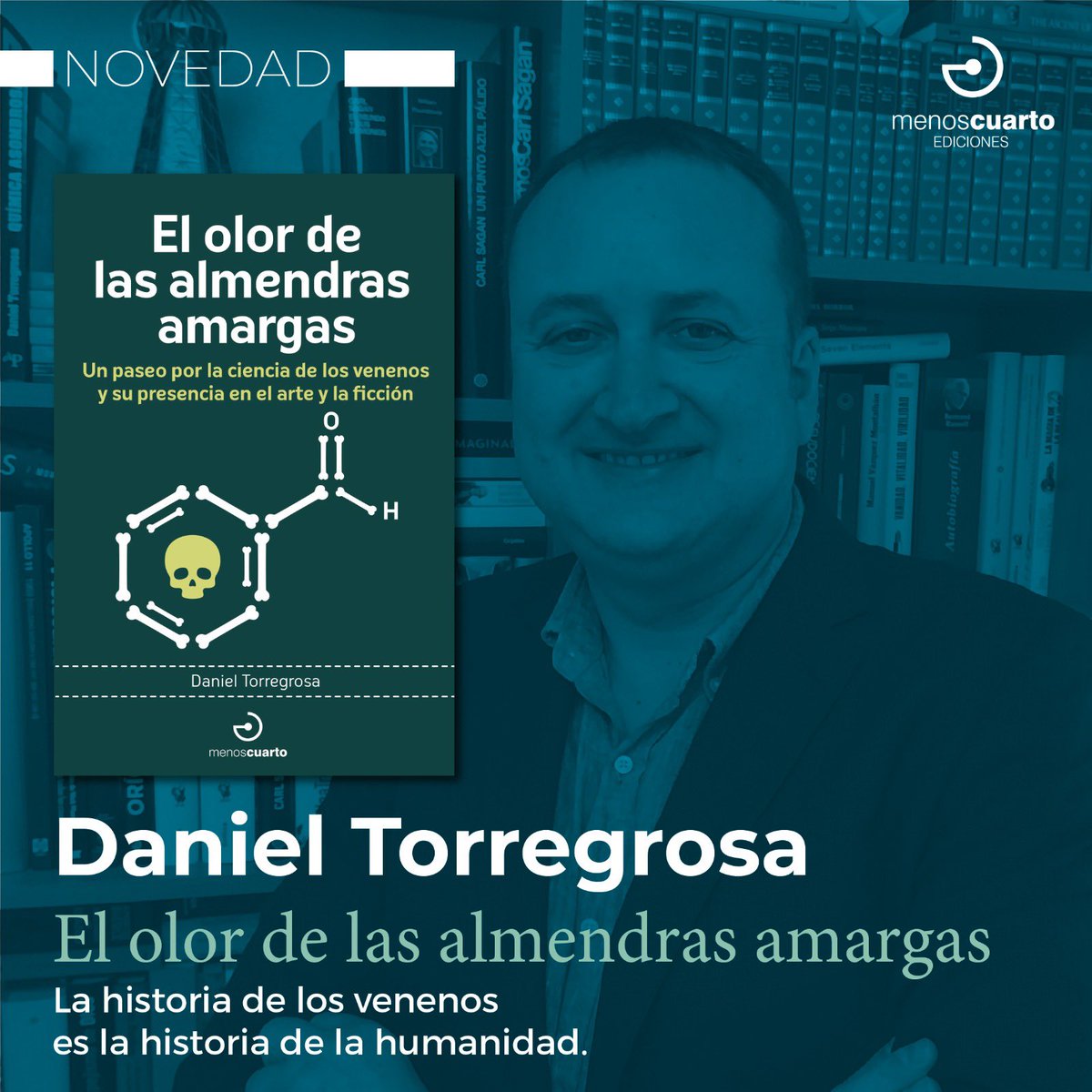 menoscuarto_ed's tweet image. Daniel Torregrosa vuelve con una amena e interesante historia sobre los venenos tanto en la vida real como en la ficción ☠️

📖 'El olor de las almendras amargas' 
👉 Un paseo por la ciencia de los venenos y su presencia en el arte y la ficción

🗓️A la venta el 22 de abril.