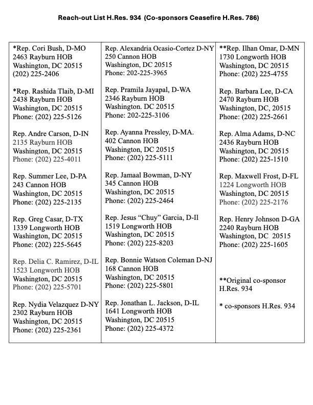 Apr 16: five calls to reps who cosponsored #Ceasefire resolution -hoping they see connection to #HRes934 which protects journalism! Summer Lee, Jayapal, Pressley, Adams and Johnson. We only know abt the atrocities in Gaza because of brave journalists! #FreePalestine #FreeAssange