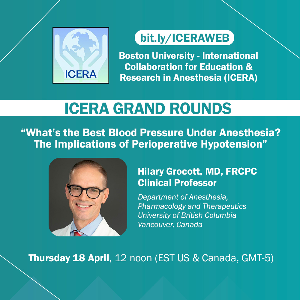 Watch Dr. Hilary Grocott discuss about perioperative hypotension in one of ICERA free lectures. ICERA focuses on creating a platform for anesthesiology residents to engage in research, enhance their learning, and foster valuable connections. 📌 Join the meeting:…